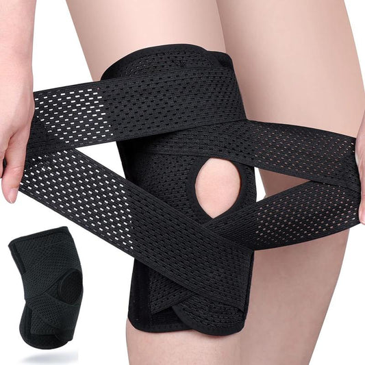 Knee Brace with Side Stabilizers, Professional Knee Compression Support Brace for Men Women, Adjustable Knee Wrap with Patella Pad, Relief Pain for Meniscus Tear ACL MCL Arthritis Injuries (Black, XL)