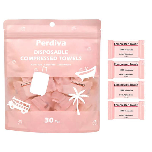 Disposable Compressed Towel Tablets, 30Pcs, Portable Compact Face Towels for Outdoor Trips, Perfect for Camping, Hiking, Travel, Picnics, Gym Workouts, and On-The-Go Hand/Face Cleansing