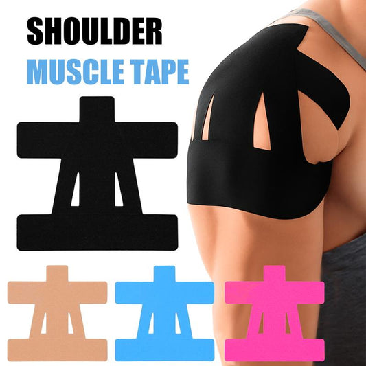 Ultimate Shoulder Support: 10 Pre-Cut Kinesiology Tapes for Pain Relief - Waterproof, Breathable, and Elastic Athletic Tape for Active Adults (Black)